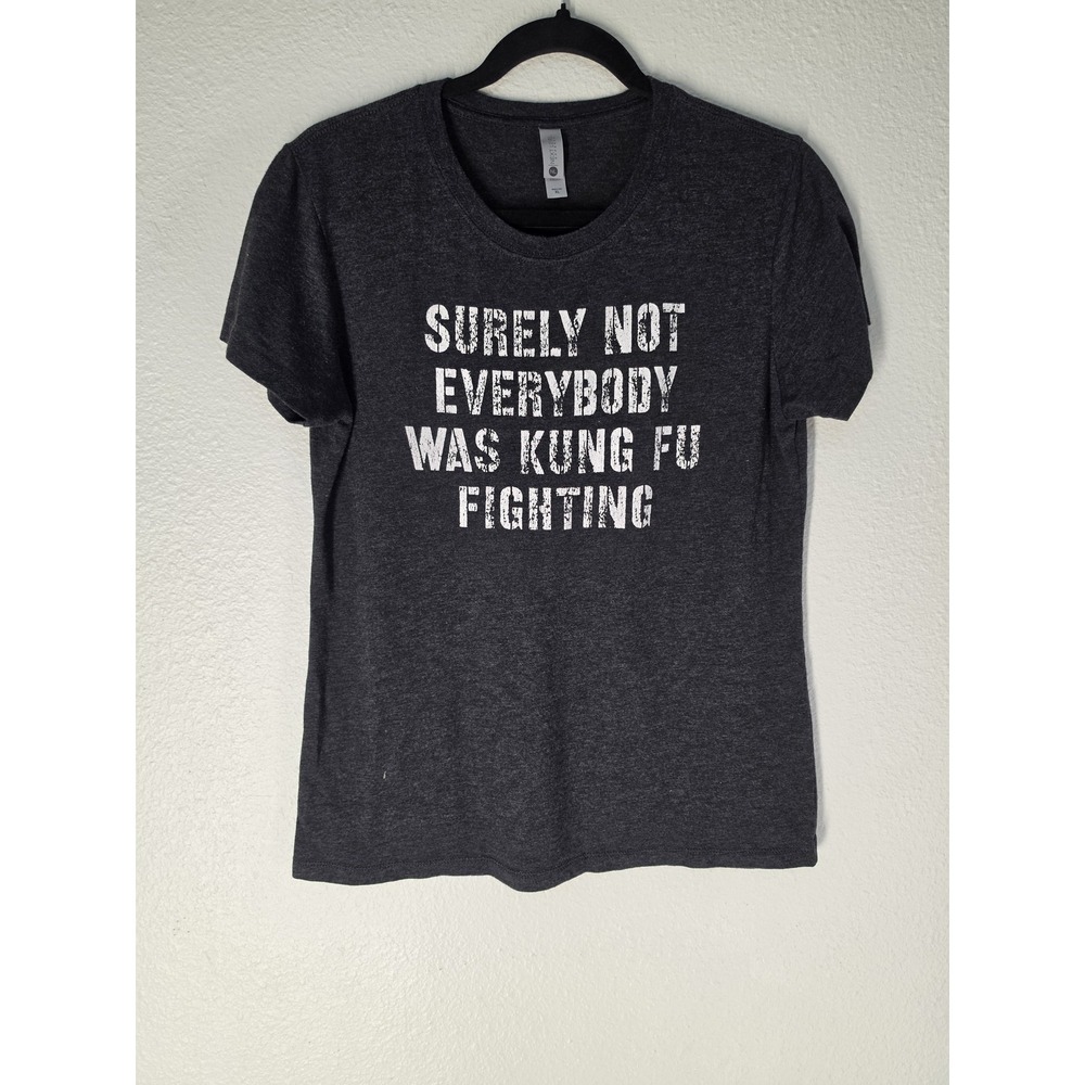 Kung Fu Fighting Women's T-Shirt XL Dark Grey Crew Neck Short Sleeve Tee
